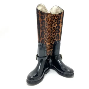 DOLCE&GABBANA Leopard Knee-high boots Pony-Hair / rubber Black - Picture 1 of 13