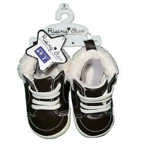 Rising Star Baby Crib Shoes Lace Up Booties Brown 6-9 Months Size 2 New - Picture 1 of 3