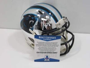CHRISTIAN McCAFFREY CAROLINA PANTHERS SIGNED CHROME Mini Helm 49ers BAS - Bild 1 von 4