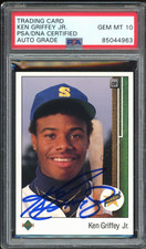 1989 Upper Deck #1 Ken Griffey Jr. RC Rookie Mariners PSA/DNA Auto GEM MINT 10