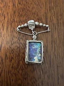 Vintage Morpho Butterfly Wing 925 Sterling Silver Pin Photograph On Back💗 - Picture 1 of 5