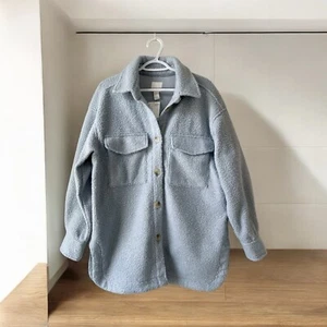 H&M Shirt Jacket Light Blue Womens Size M Fall Winter Staples Cozy - Picture 1 of 12