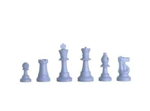 Regulation Silicone Chess Tournament Half Set - 3.75" King - Silver - Picture 1 of 2