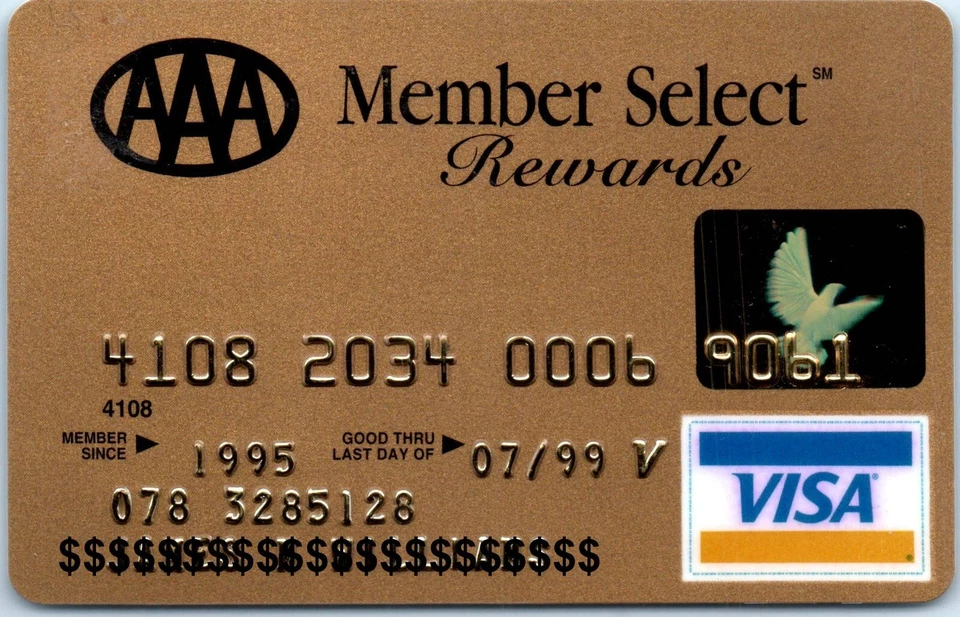 Tarjeta de crédito AAA Member Select Rewards Visa GOLD caducada 1999 vintage Foto 1 de 2