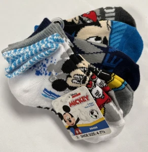 Disney Junior Mickey Socks Boys Size Small 4-7.5 Low Cut 5 Pairs Multicolor Blue - Picture 1 of 8