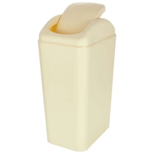 Small Lidded Trash Can 12 Liter/3 Gallon Small Beige Plastic Trash Can Garbag... - Picture 1 of 7