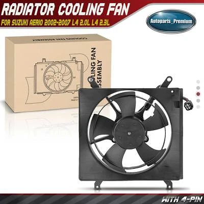 Ventilador de refrigeración del radiador con conjunto de cubierta para Suzuki Aerio 2002-2007 L4 2,0 L 2,3 L Foto 1 de 4