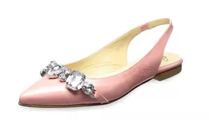 Butter Women's Crystal Jeweled Genuine Leather Slingback Flats, Pink, 7 M US - Picture 1 of 4