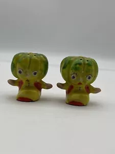 Shaker sale e pepe testa di melone antropomorfo vintage - Giappone - Foto 1 di 10