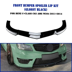 Front Bumper Spoiler Lip For Benz W204 C Class C63 AMG 4Door 2012-2014 Black New - Picture 1 of 15