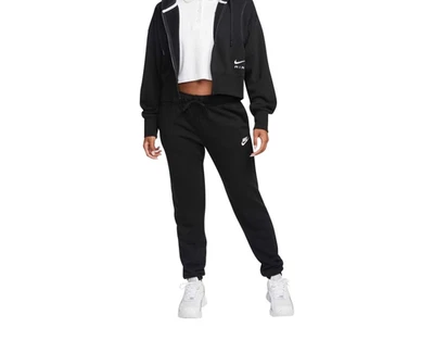 Nike Women's Sportswear Club Fleece Mid-Rise Joggers, Black/White XS NEW - Image 1 of 4