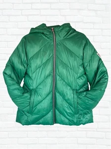 Guess Women’s Large Kelly Green Hooded Quilted Puffer Jacket Coat Fall/Winter - Picture 1 of 15