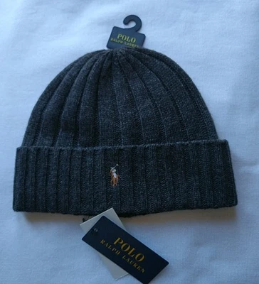POLO RALPH LAUREN WOOL BLEND RIBBED BEANIE - ONE SIZE - Image 1 of 3
