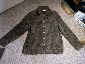 Studio Works Women's Paisley Corduroy Button Jacket Brown Long Sleeve Size M - Picture 1 of 6
