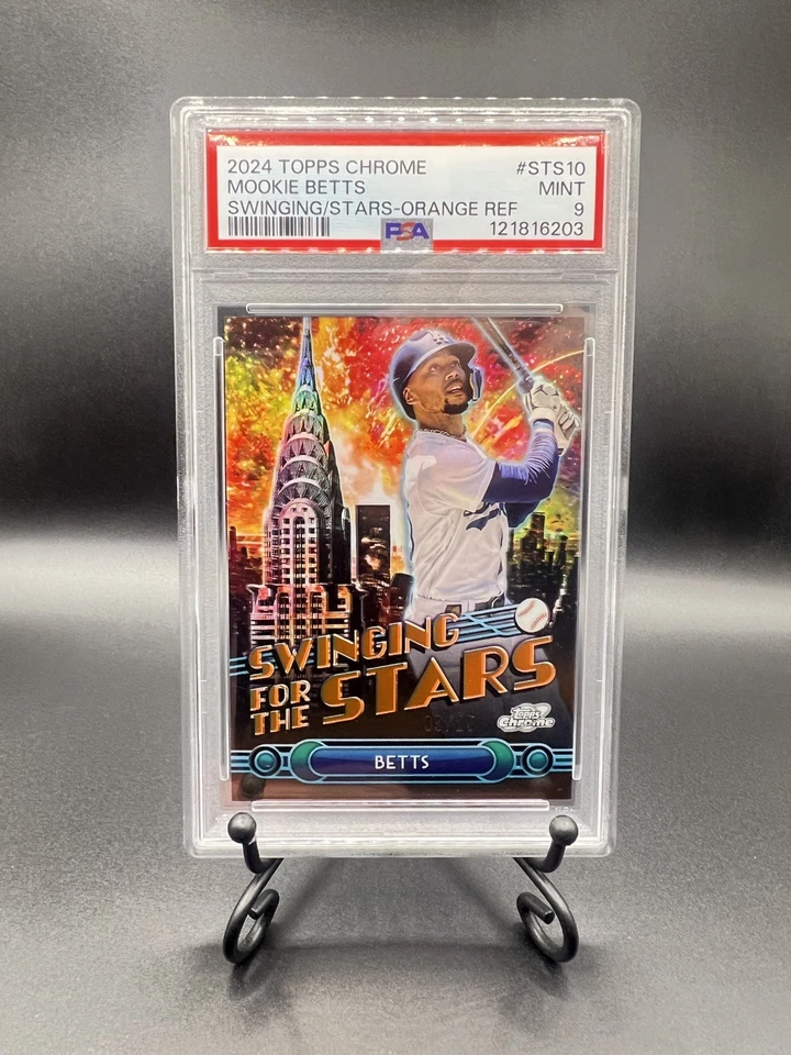 2024 TOPPS CHROME SWINGING FOR THE STARS #STS10 MOOKIE BETTS 9/25 PSA 9 - Image 1 of 2