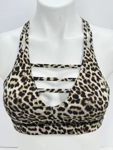 Zyia Active Leopard Grid Sports Bra Small  Strappy Mesh Racerback Animal Print - Picture 1 of 6
