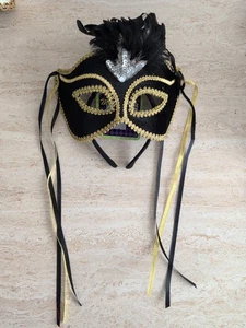 Black And Gold Venetian Velvet Eye Mask Brand New - Picture 1 of 4