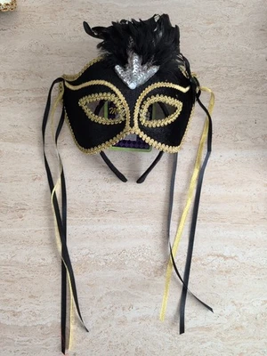 Black And Gold Venetian Velvet Eye Mask Masquerade Brand New - Image 1 of 4