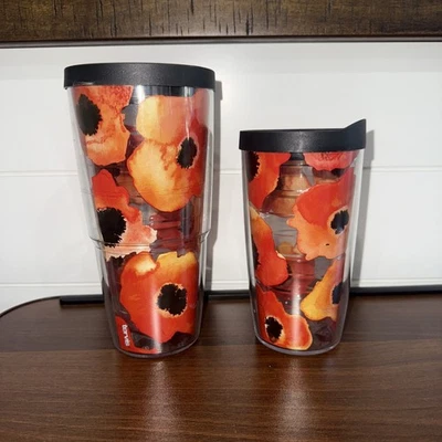 Juego de dos amapolas de acuarela vaso de viaje Tervis de 16 oz y 24 oz Foto 1 de 4