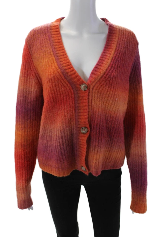 Cárdigan Suéter Top Naranja Maeve Anthropologie Mujer Estampado Cuello en V Talla XS Foto 1 de 4