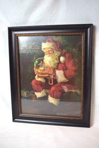 Framed Believe Santa Art Print By Susan Comish with Nativity Globe Presents - Picture 1 of 3