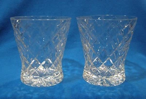 2 Double Old Fashion Crystal Glasses Criss Cross Flare Shape 4 1/8" T 3 3/4" D - Picture 1 of 5