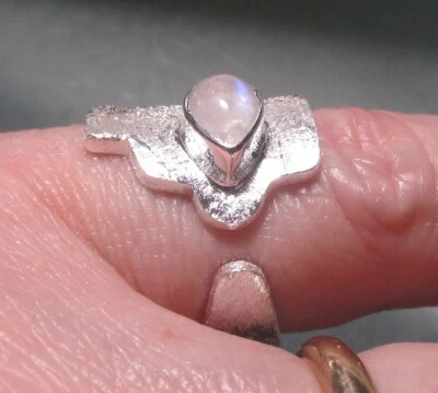 Anillo envolvente de piedra lunar arco iris plata esterlina REINO K-K1⁄2/US 5.25-5.5. Bolsa de regalo. Foto 1 de 4