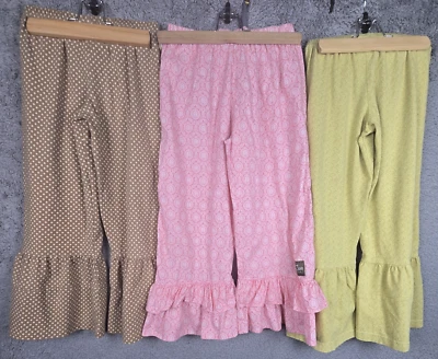 Lote De 3 Pantalones Vintage Bebé Matilda Jane & Swank Talla 8 Rosa Citrón Taupe Volantes Foto 1 de 4
