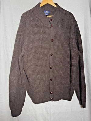 Cárdigan suéter marrón Brooks Brothers para hombre escocés 100 % lana de cordero talla XXL Foto 1 de 4