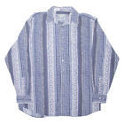 Vintage LET'S GO Mens Shirt Blue 90s Crazy Pattern Long Sleeve L