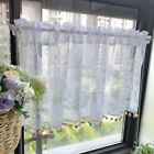 White Lace Curtain With Colorful Ball Floral Embroidered Short Curtain 1 Panel