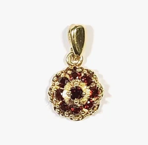 14k Gelbgold Granat Kreis Anhänger - Bild 1 von 4