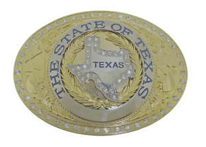 State Texas USA Belt Buckle Men Gold Metal Western Cowboy Really Rodeo Jumbo New
