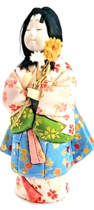 KIMEKOMI Doll Porcelain Face Japanese Vintage Traditional Silk Brocade 7 1/2"  - Picture 1 of 15