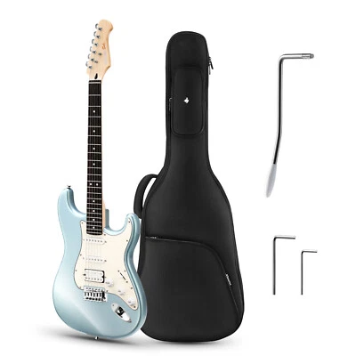 Donner Q1 ST Electric Guitar Solid Body H-S-S Pickups Glossy Metallic Blue Gift - Image 1 of 4