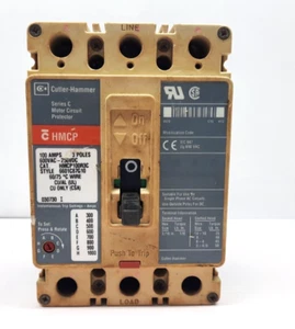 CUTLER HAMMER HMCP100R3C 3 POLOS 100 AMPERIOS DISYUNTOR 600VAc/usado/probado/limpio - Imagen 1 de 13