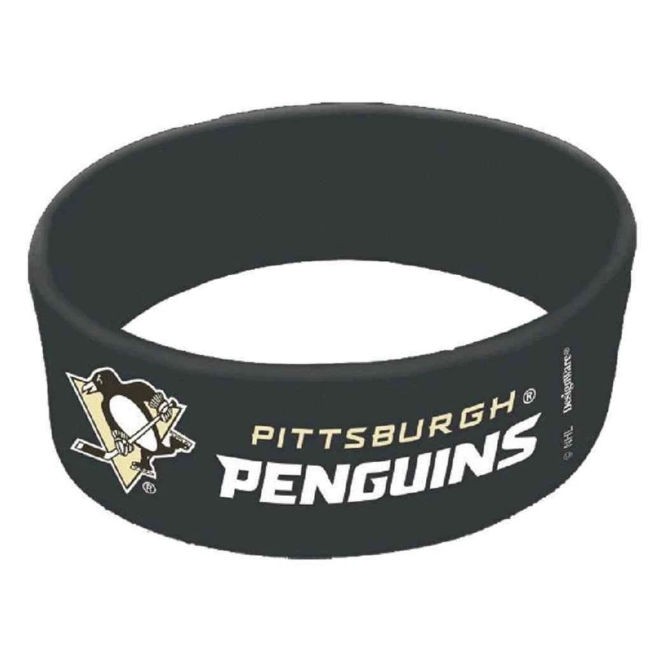 Pittsburgh Penguins NHL Pro Hockey Sports Party Favor Rubber Wrist Cuff Bands - Image 1 of 1