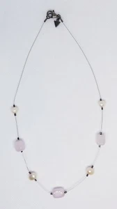 Silpada Sterling 925 Pink Pearl & Rose Quartz Wire Necklace N1724 !!! - Picture 1 of 3