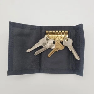Vintage Nylon Key Case Wallet Trifold Snap Black Hook & Latch Closure 4”x2” 1990 - Bild 1 von 8