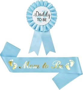 Baby Shower Mom To Be Sash And Tinplate Badge Daddy To Be Combo KitBaby Gende... - Picture 1 of 6