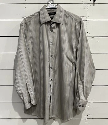 CLAIBORNE Long Sleeve Button Up Mens 16 Stripe Wrinkle Free Slim Fit 34/35 Large - Image 1 of 4
