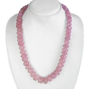 Untreated 272.00 Cts Earth Mined Pink Rose Quartz Round Shape Beads Necklace