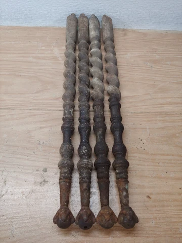 Set Of 4 Vintage 28.75" Oak Ornate Parlor Legs w/ Claw & Glass Ball Feet - Parts Cover