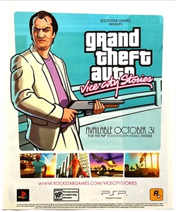 Publicidad impresa 2006 Grand Theft Auto Vice City Stories PSP Original Promo Póster Arte - Imagen 1 de 4