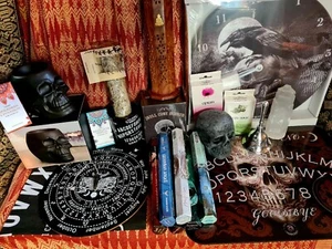 Skulls Coven & Ouija Talking Board Altar Set Raven Familiar Clock, Anne Stokes  - Picture 1 of 16