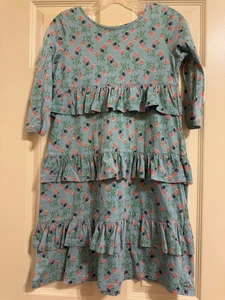 Hanna Andersson Blue Floral Tiered Dress EUC Size 150  12 - Picture 1 of 2