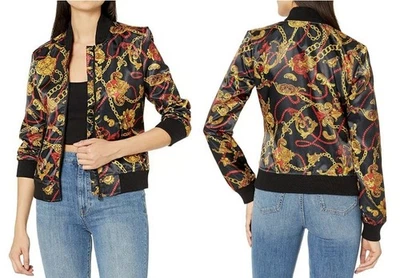True Religion Women's Black Gold Long Sleeve Full-Zip Bomber Jacket Size Small 4 - Image 1 of 4