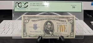 1934-A $5 NORTH AFRICA Silver Certificate PCGS 50 Fr 2307 WWII CURRENCY - Picture 1 of 2
