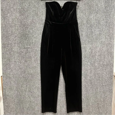 Express Terciopelo Sin Tirantes Mono Bolsillos Talla 6 Negro Sweetheart Cremallera Expuesta Foto 1 de 4