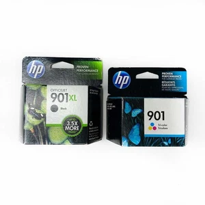 HP 901 XL Schwarz & Dreifarbig 2er Pack Tintenpatrone - Brandneu Versiegelt - Bild 1 von 2